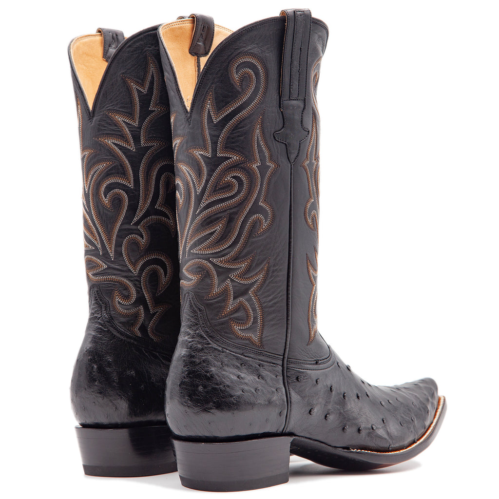 Full Quill Ostrich Boot in Black - Heritage Boot